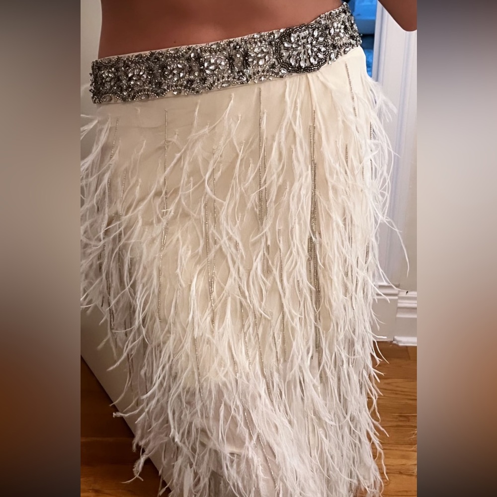 NWT Haute Hippie Asymmetric Beaded Feather Skirt